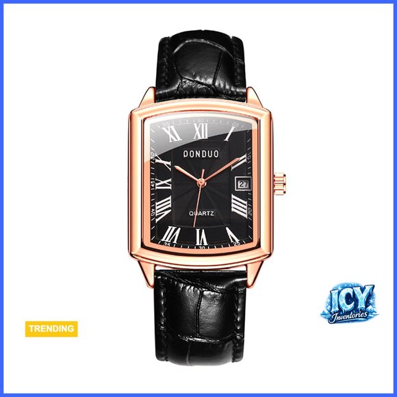Retro Square Quartz Watch Silver Tone Case Crocodile Pattern Leather Strap main image 6